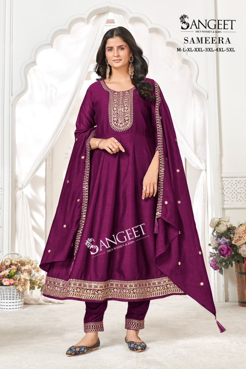 Sameera By Sangeet Vichitra Blooming Silk Kurti With Bottom Dupatta